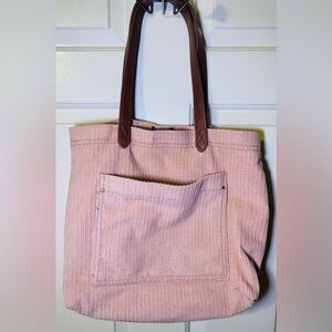 Lightweight Pink Corduroy‎ Tote Bag, Beach, Pool, Weekend, Travel